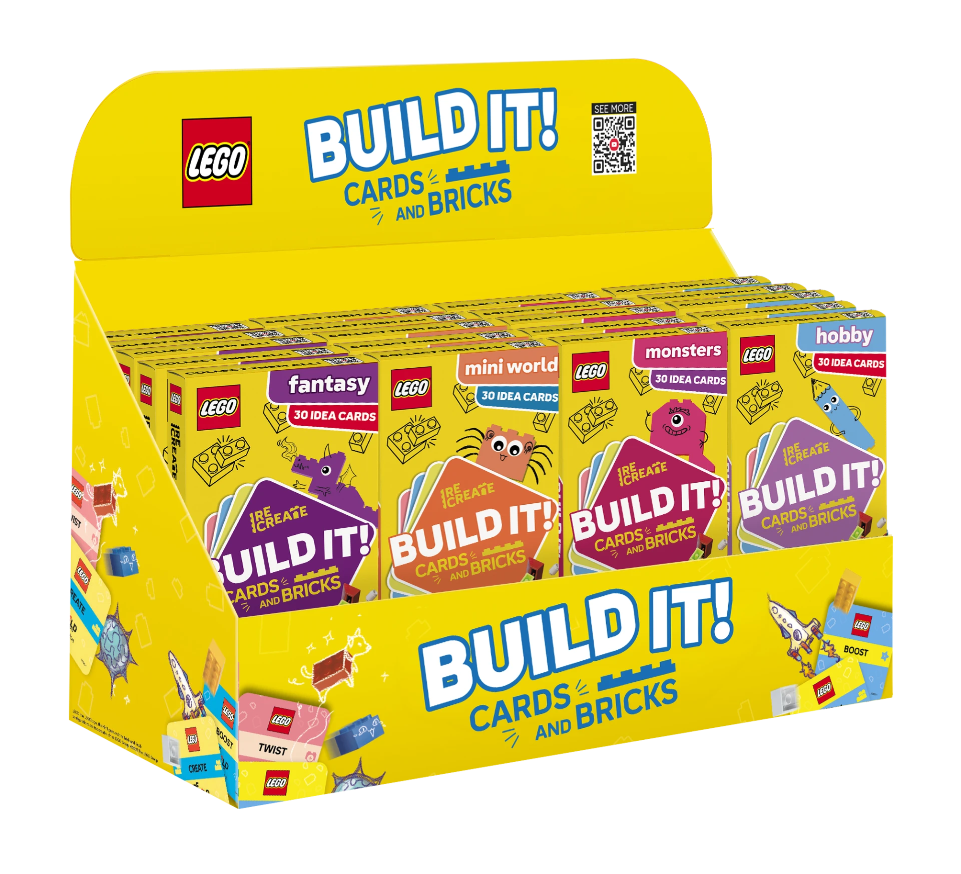 Karty aktywności CREATE ze stosem kart i klockami LEGO